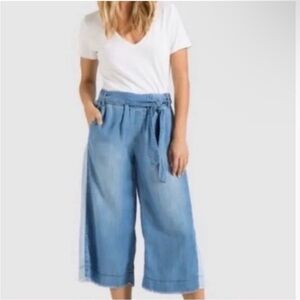 Anthropologie Cloth & Stone Cropped Wide Legged Chambray Pants